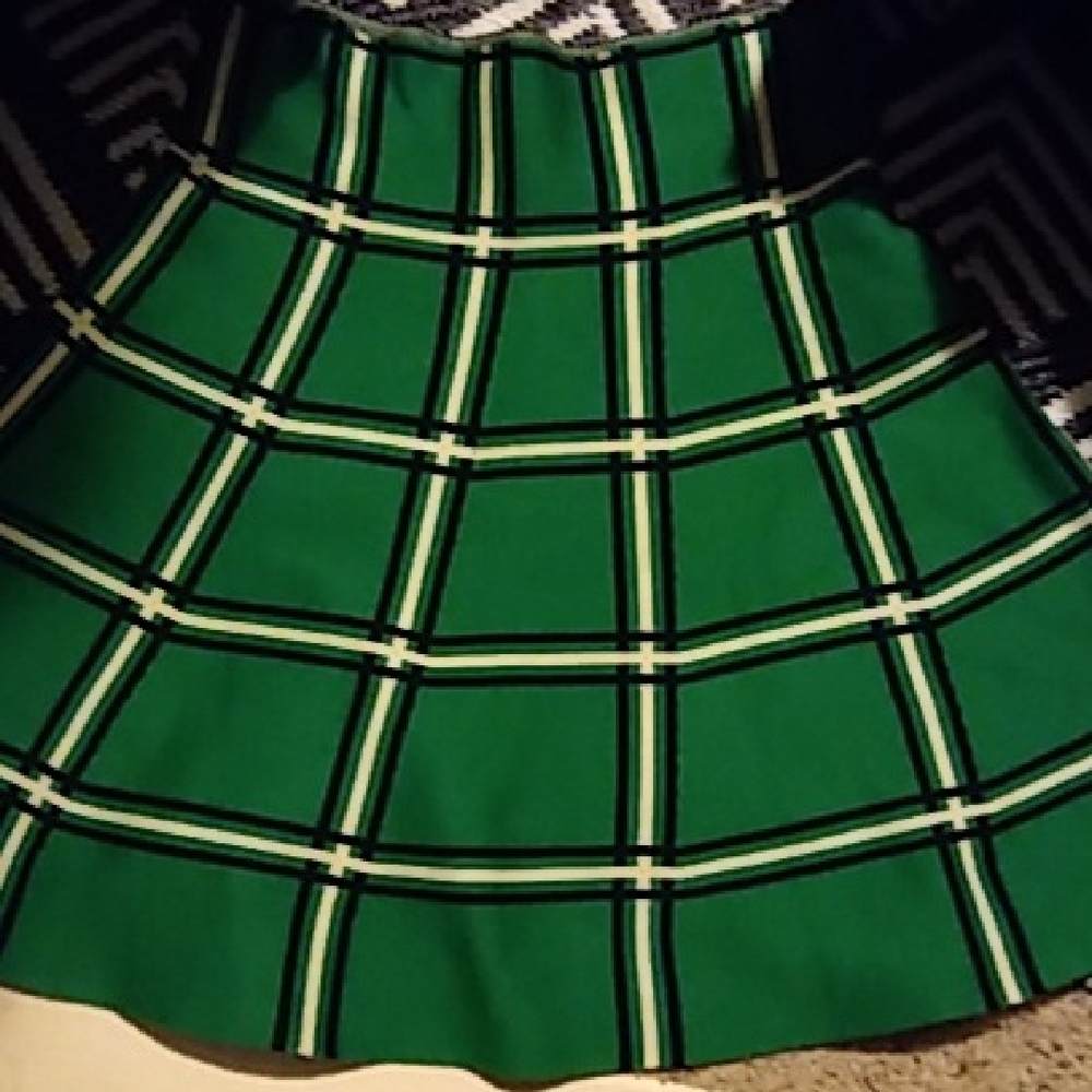 Classic Green Checkered Skater Skirt